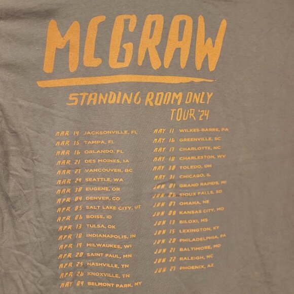Tim McGraw 2024 Tour Standing Room Only Shirt X-Large - Picture 2 of 2